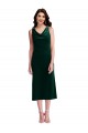 Wholesale V-Back Dark Green Sheath Cowl Neck Midi Length Prom Dress Canada