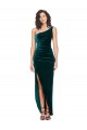 Wholesale Low Back Dark Green Sheath One Shoulder Long High Low Prom Dress Canada