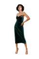 Wholesale Open Back Dark Green Sheath Cowl Neck Midi Length Prom Dress Canada