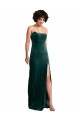 Wholesale Low Back Dark Green Sheath Strapless Long Black Tie Prom Dress Canada