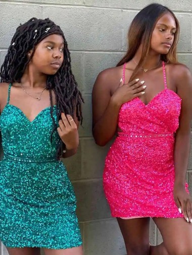 Wholesale Dark Green Sheath V-Neck Short Prom Dress Canada