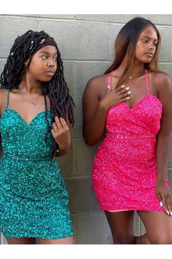 Wholesale Dark Green Sheath V-Neck Short Prom Dress Canada