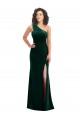 Wholesale Dark Green Trumpet One Shoulder Long Black Tie Prom Dress Canada