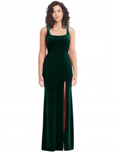 Wholesale Dark Green Trumpet Square Neck Long Prom Dress Canada