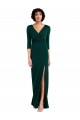 Wholesale V-Back Dark Green Trumpet V-Neck Long Sleeves Long Prom Dress Canada