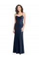 Wholesale Open Back Dark Navy A-Line Cowl Neck Long Black Tie Prom Dress Canada