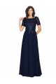 Wholesale Dark Navy A-Line Round Neck Long Prom Dress Canada
