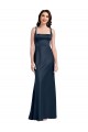 Wholesale Low Back Dark Navy A-Line Square Neck Long Prom Dress Canada