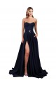 Wholesale Low Back Dark Navy A-Line High Neck Long Prom Dress Canada