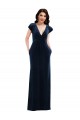 Wholesale Dark Navy A-Line V-Neck Long Prom Dress Canada