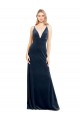 Wholesale V-Back Dark Navy A-Line V-Neck Long Prom Dress Canada