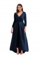 Wholesale Dark Navy Ball Gown V-Neck Long High Low Plus Size Prom Dress Canada