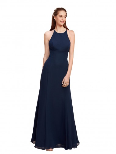 Wholesale Dark Navy Mermaid High Neck Long Prom Dress Canada