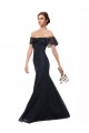 Wholesale Dark Navy Mermaid Off the Shoulder Flutter Sleeves Long Prom Dress Canada