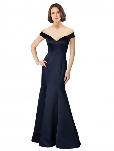 Wholesale Dark Navy Mermaid V-Neck Long Prom Dress Canada