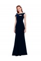 Wholesale Dark Navy Mermaid Off the Shoulder Long Stretch Crepe Prom Dress Canada