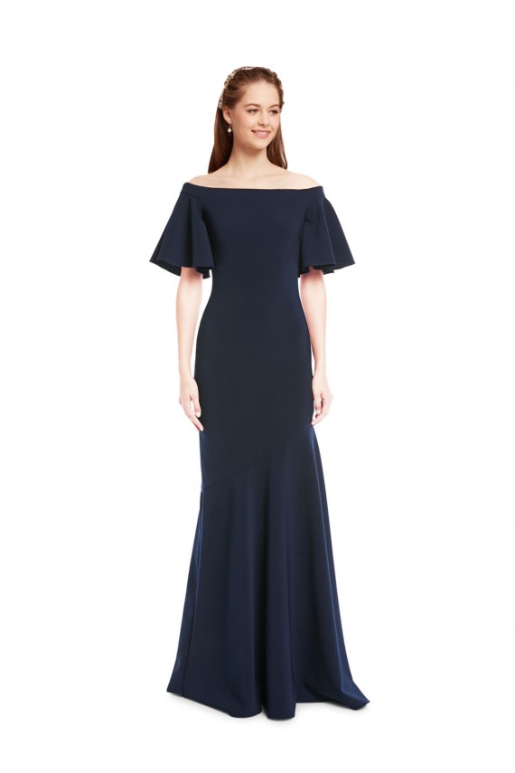 Wholesale Dark Navy Mermaid Off the Shoulder Long Prom Dress Canada