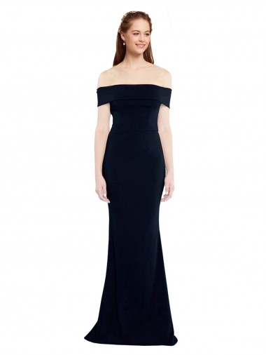 Wholesale Keyhole Back Dark Navy Mermaid Off the Shoulder Long Prom Dress Canada