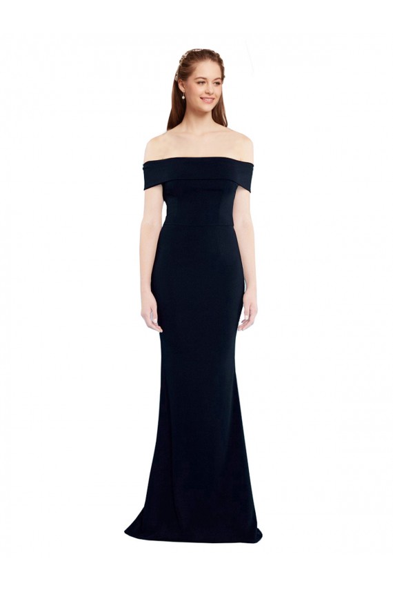 Wholesale Keyhole Back Dark Navy Mermaid Off the Shoulder Long Prom Dress Canada