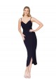 Wholesale V-Back Dark Navy Mermaid High Neck Knee Length Prom Dress Canada