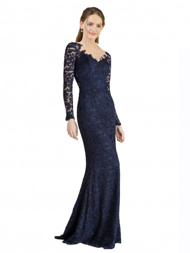 Wholesale Keyhole Back Dark Navy Mermaid Sweetheart Long Prom Dress Canada