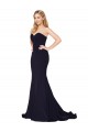Wholesale Dark Navy Mermaid High Neck Sweep Train Prom Dress Canada