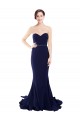 Wholesale Low Back Dark Navy Mermaid Strapless Sweep Train Prom Dress Canada