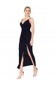 Wholesale Dark Navy Mermaid V-Neck Knee Length Short Soft Chiffon Prom Dress Canada
