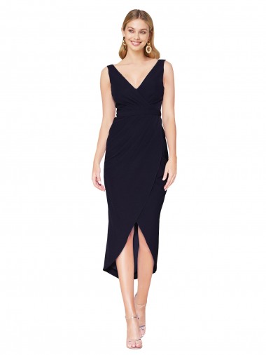 Wholesale Dark Navy Mermaid High Neck Knee Length High Low Prom Dress Canada