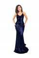 Wholesale Open Back Dark Navy Mermaid V-Neck Long Prom Dress Canada