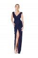 Wholesale Dark Navy Mermaid V-Neck Long Soft Chiffon Prom Dress Canada