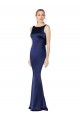 Wholesale Low Back Dark Navy Sheath High Neck Long Prom Dress Canada