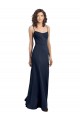 Wholesale Low Back Dark Navy Sheath Scoop Neck Long Prom Dress Canada