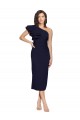 Wholesale Dark Navy Sheath One Shoulder Midi Length Prom Dress Canada