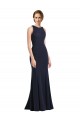 Wholesale Keyhole Back Dark Navy Sheath High Neck Long Black Tie Prom Dress Canada