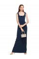 Wholesale Dark Navy Sheath Scoop Neck Long Stretch Crepe Prom Dress Canada