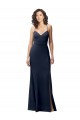 Wholesale Open Back Dark Navy Sheath High Neck Long Prom Dress Canada
