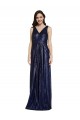 Wholesale V-Back Dark Navy Sheath V-Neck Long Prom Dress Canada