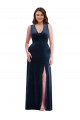 Wholesale Dark Navy Sheath V-Neck Long Plus Size Formal Prom Dress Canada