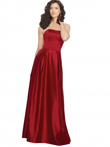 Wholesale Dark Red A-Line Strapless Long Prom Dress Canada