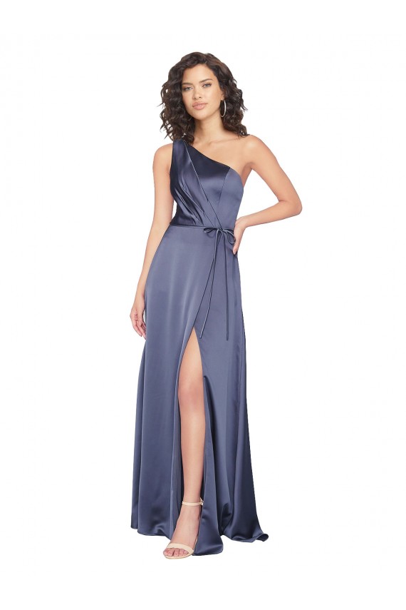 Wholesale Dusk A-Line One Shoulder Long Prom Dress Canada