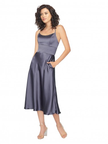 Wholesale Keyhole Back Dusk A-Line Scoop Neck Midi Length Prom Dress Canada
