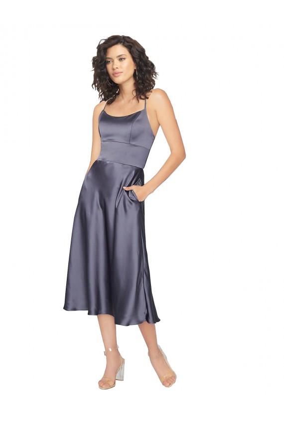 Wholesale Keyhole Back Dusk A-Line Scoop Neck Midi Length Prom Dress Canada