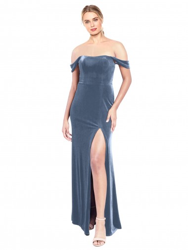 Wholesale Dusty Blue A-Line Strapless Long Prom Dress Canada