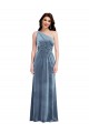Wholesale Dusty Blue A-Line Off the Shoulder Long Stretch Velvet Prom Dress Canada
