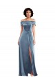 Wholesale Dusty Blue A-Line Off the Shoulder Long Prom Dress Canada