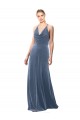 Wholesale Keyhole Back Dusty Blue A-Line Cowl Neck Long Prom Dress Canada