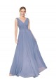 Wholesale V-Back Dusty Blue A-Line High Neck Long Prom Dress Canada