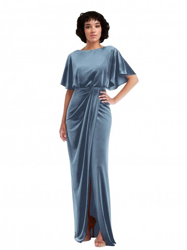 Wholesale Open Back Dusty Blue Sheath Long Prom Dress Canada