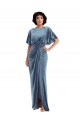 Wholesale Open Back Dusty Blue Sheath Long Prom Dress Canada